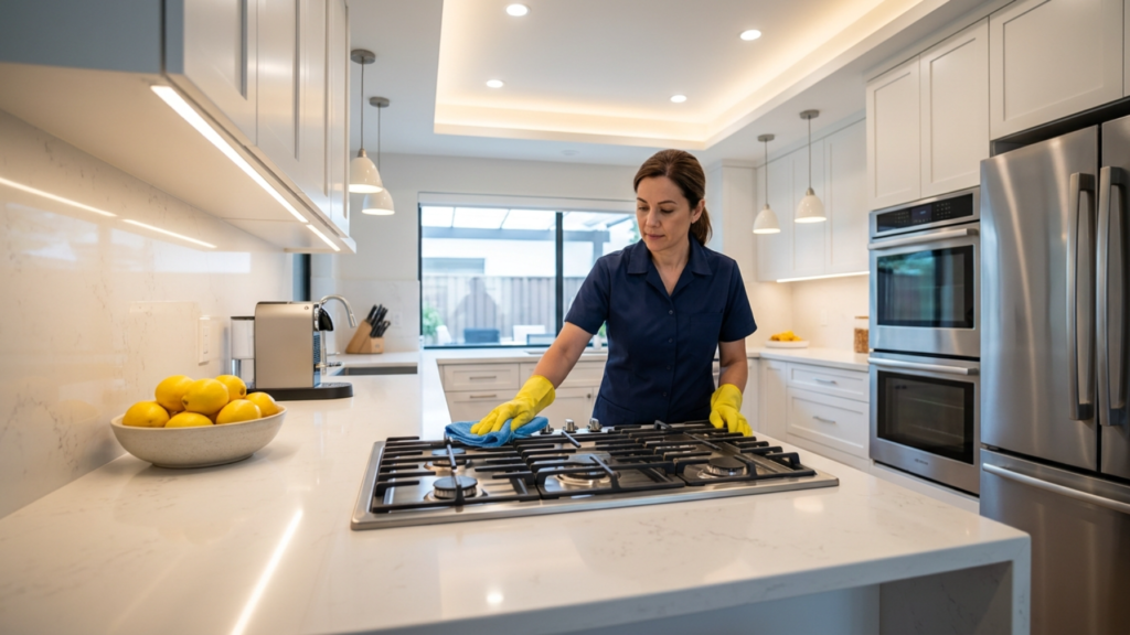 clean Airbnb kitchen after what should be done Airbnb turnover clean checklist completed
